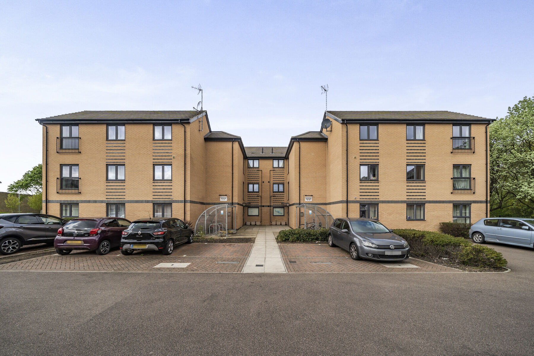Blocks A and B with courtyard parking and cycle stores
