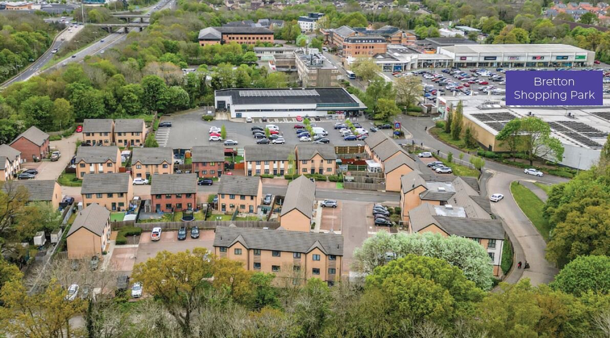 Horrell Court with Bretton Shopping Park beyond